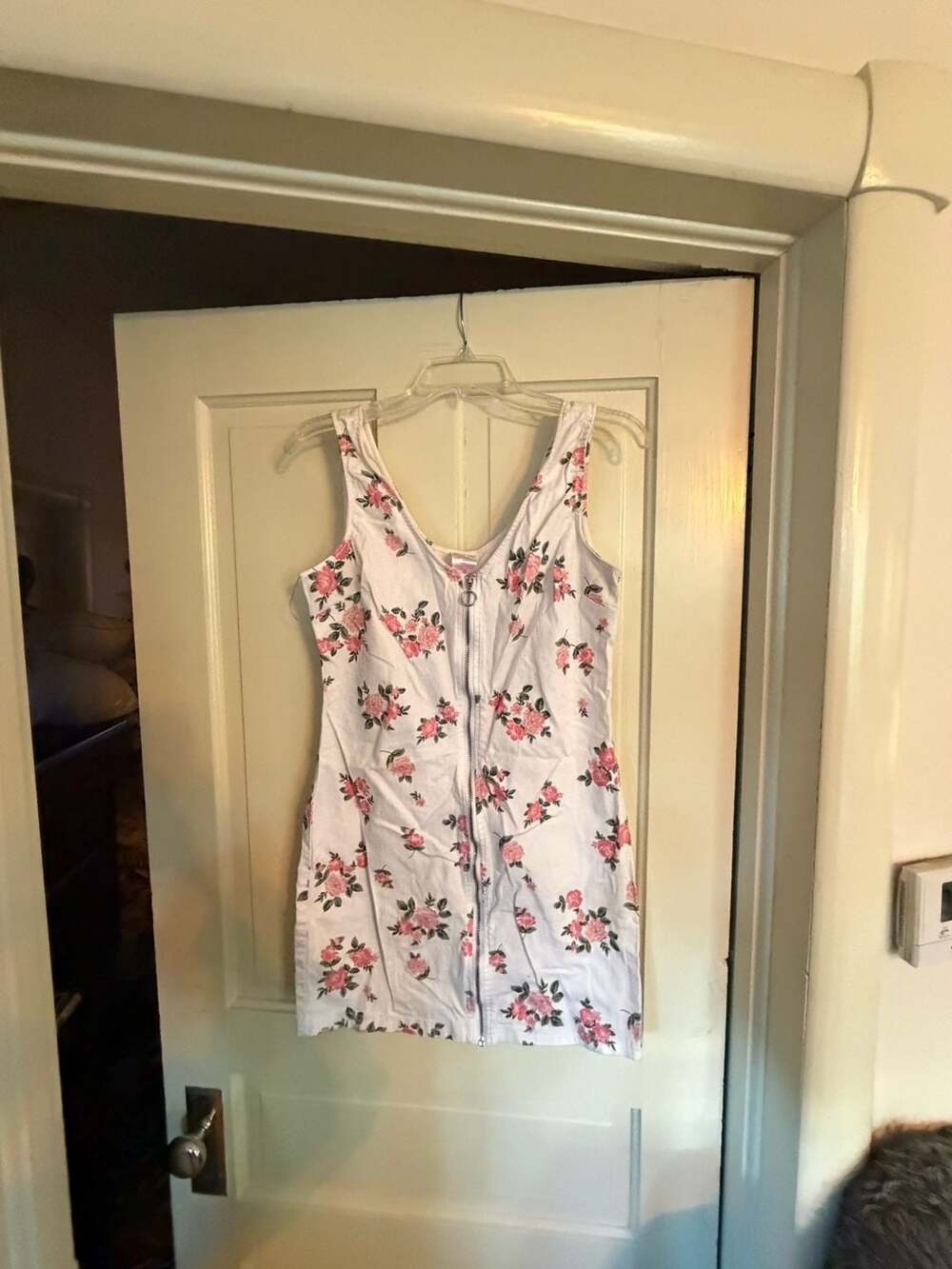 No Boundaries Floral Zip Front Dress Size L (11-13) White Pink